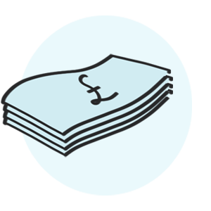 Stack of British Pounds UK currency Retirement Solutions