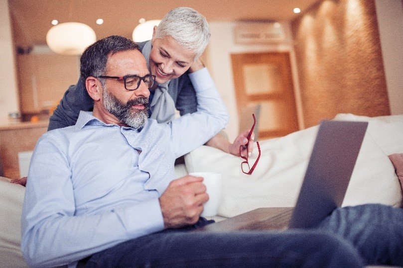 couple in the lounge retired - Right to Make Payments Peace of Mind