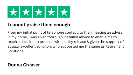 Five star Trustpilot review from Donna Creaser for Retirement Solutions